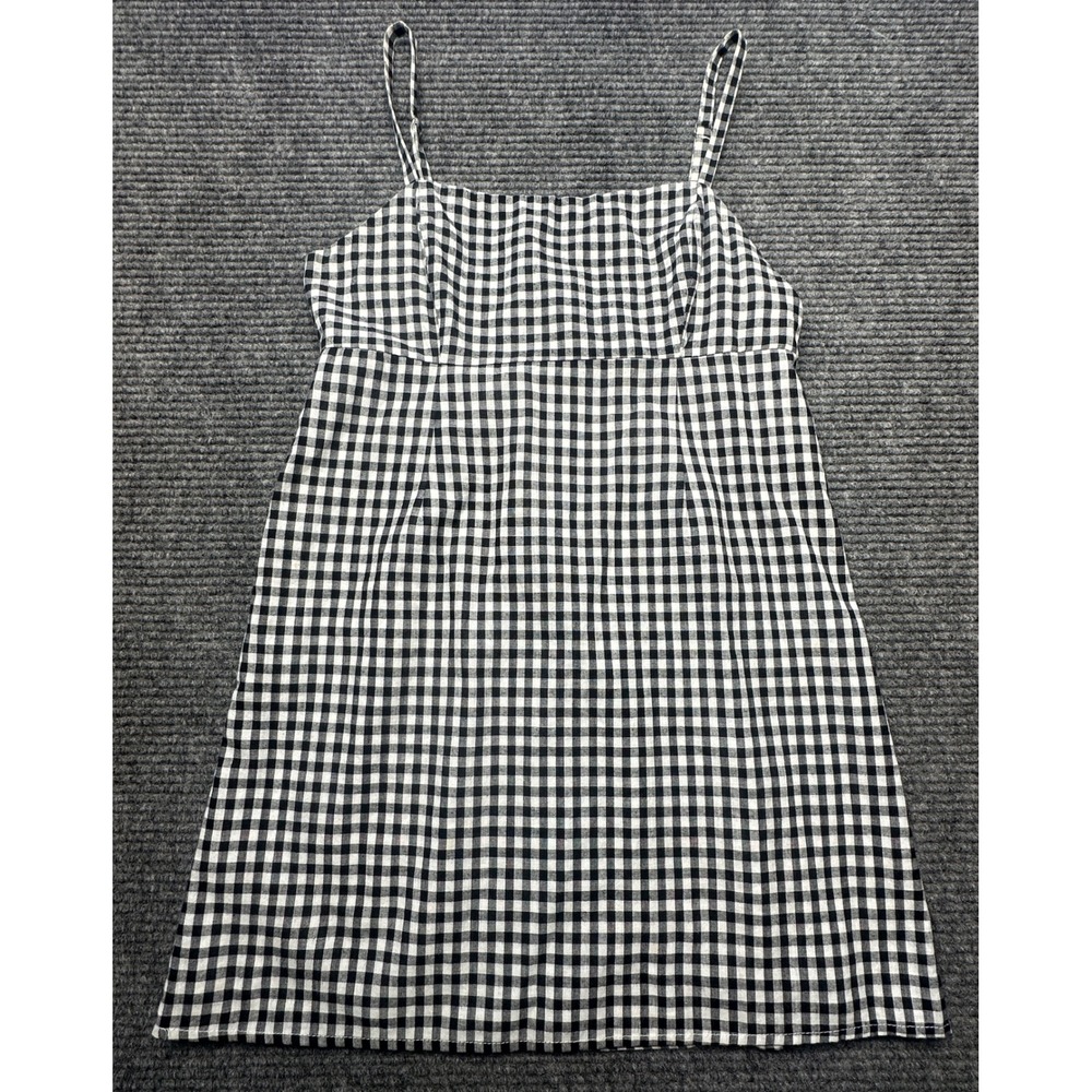 Cooperative Mini Dress Women 2 Black Gingham Check Cotton Spaghetti Strap